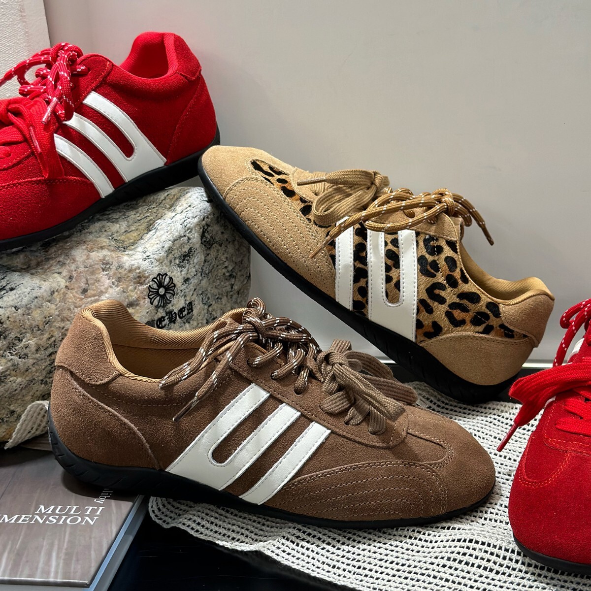 designer shoes Cowhide Leopard Print German Training Breathable Casual Lightweight Comfortable Sports Sneakers Women's Shoes