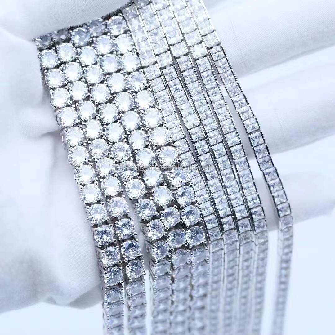 Lifeng Excellent Cut Moissanite Necklace Hand-set Craftsmanship10mm Rock Candy Tennis Chain D Vvs Moissanite Diamond Chian