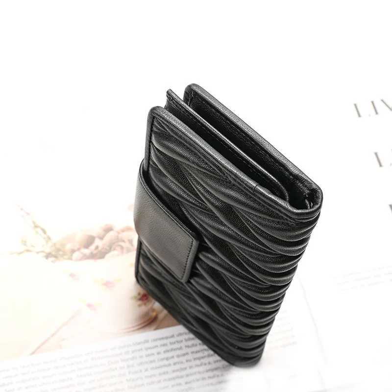 Wrinkled 100 sheepskin Genuine Leather wallet women long large capacity leather handbag new zipper multifunctional zero walletW251119