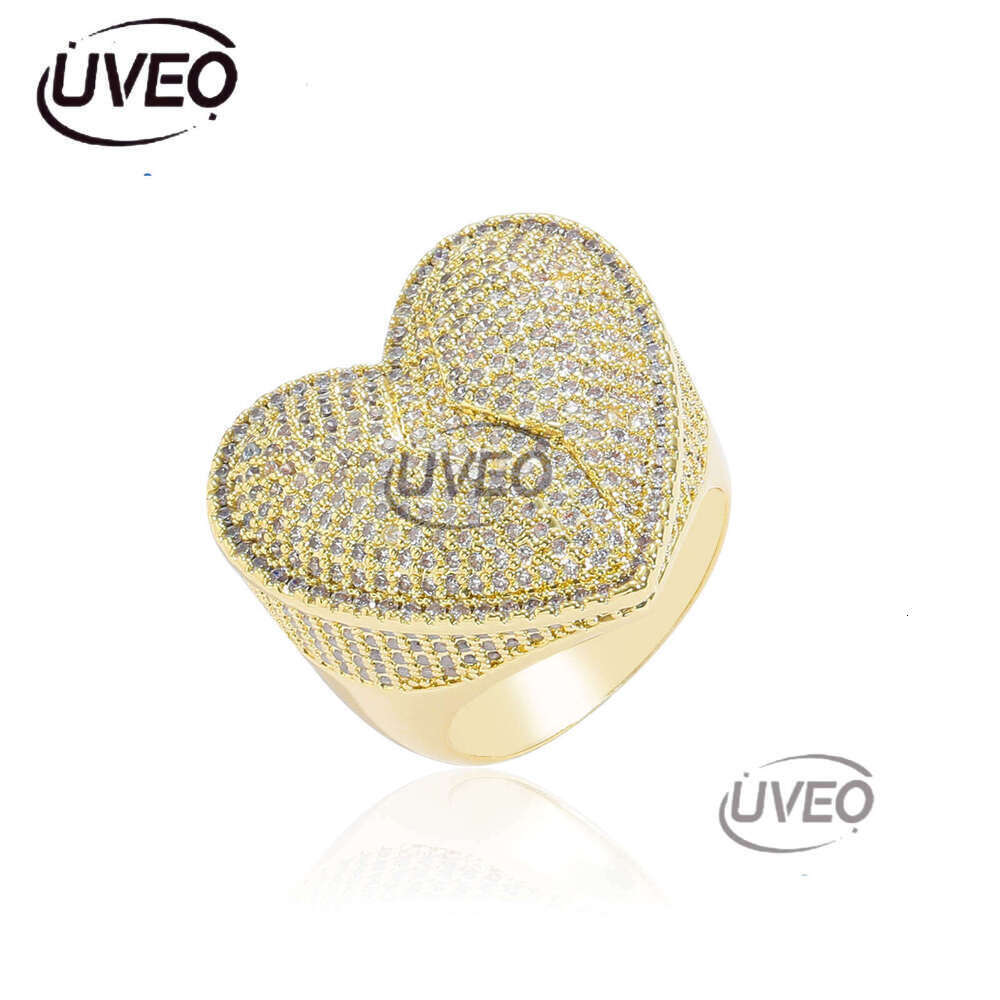 Luxury Designer Heart-Shaped Men Women Hip Hop Ring, Heart-shaped Ice Out VVS Moissanite Ring with free shipping