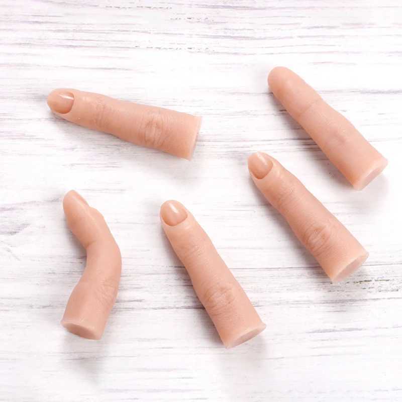 Soft Silicone Fake Finger for Nail Practice With Joints Bendable False Fingernails Hand Nails Tip Manicure Training AccesoriesT251118T251119