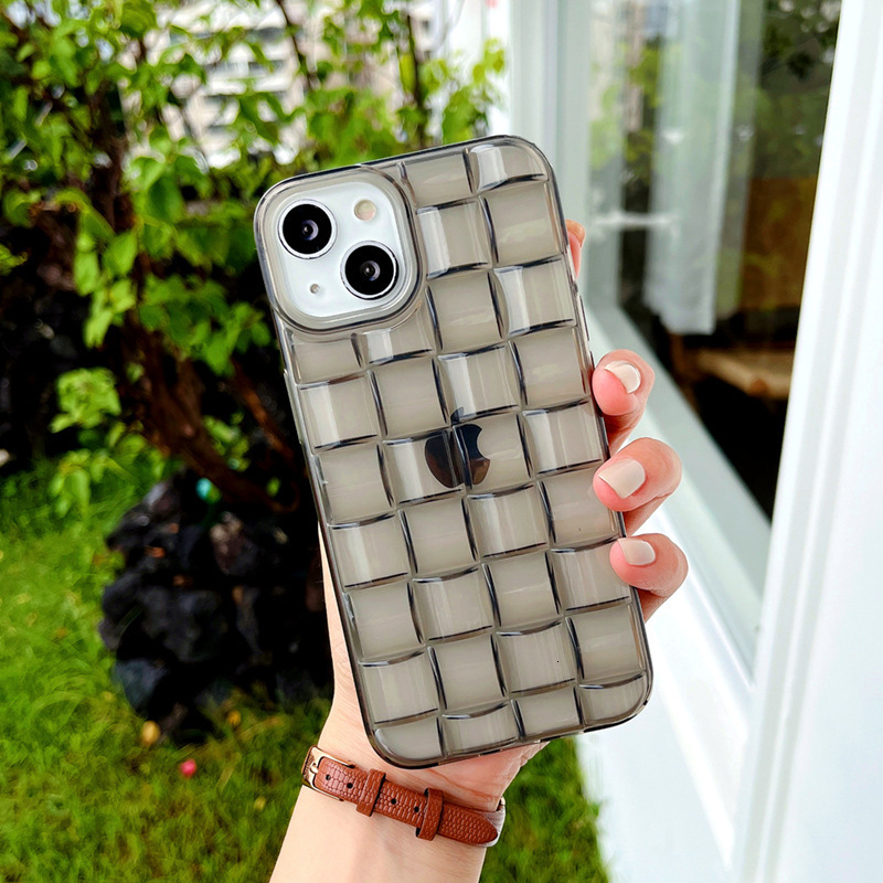 Transparent Woven Pattern Phone Case Suitable for iPhone 17/16 Pro Max Soft Simple Solid Color Protective Case iPhone 15 Pro