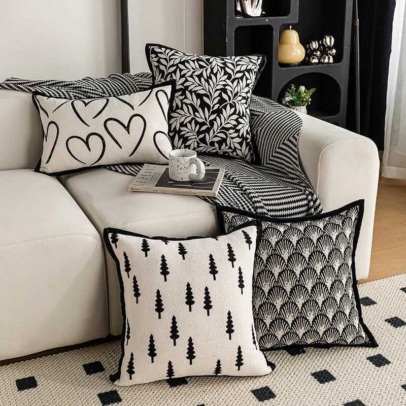 Bohemian Jacquard Cover Black White Ins Style Sofa Cushion Living Room Bedroom Decor Luxury Geometric Throw CaseM251119