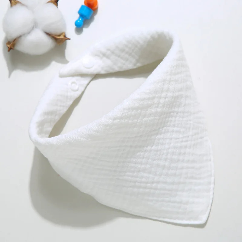 1 piece of baby cotton feeding bib Saliva towel triangle solid color scarf soft adjustable buckle Burp cloth 250414z