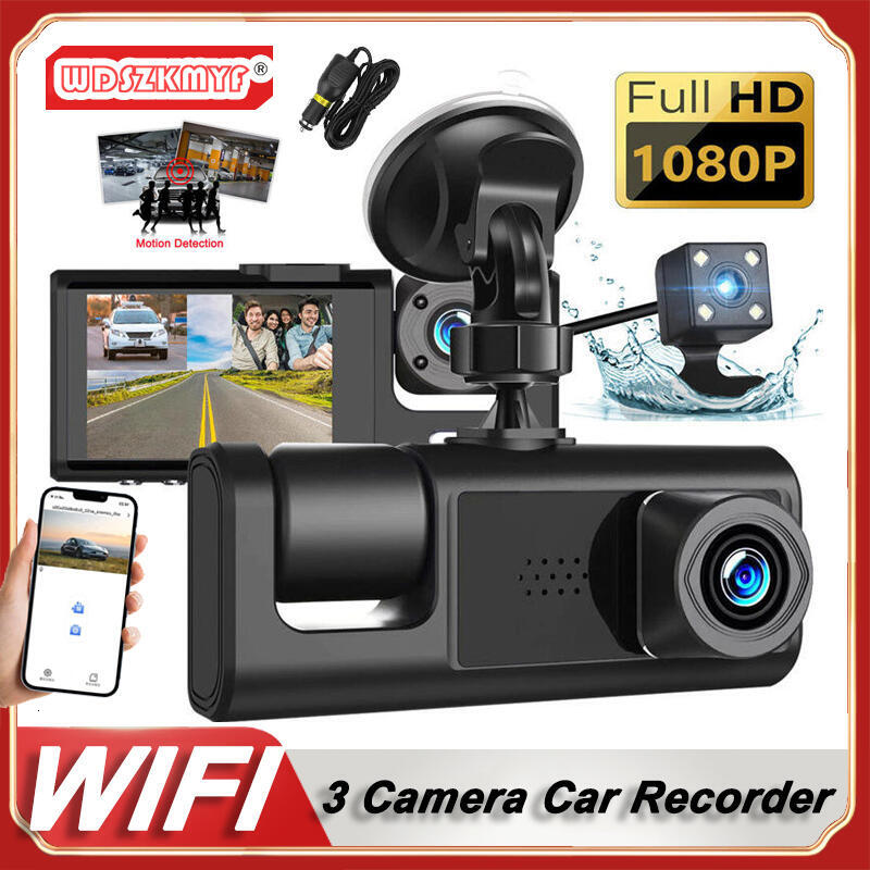 3 Channel Car DVR WIFI 1080P 3Lens Inside Vehicle Dash Cam Camera DVR Recorder Video Recorder Camcorder Black Box car accessory