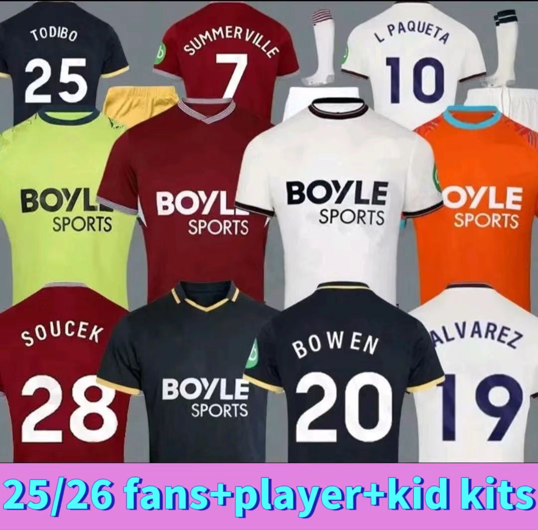 25 26 West HAmEs BOWEN L.PAQUETA Soccer Jerseys ANTONIO KUDUS SOUCEK ANDERSON R UNITEDS P.FORNALS 2025 2026 Home Away Football Shirt NOBLE FORNALS DAWSON Men
