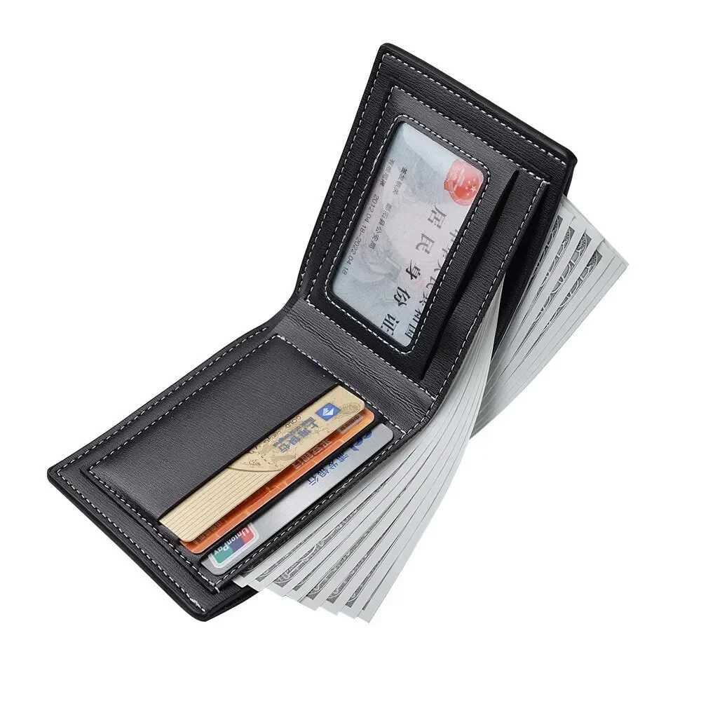 Leather Men Short Wallet Thin Style Folding Young Men Credit Card Holder WalletT251119