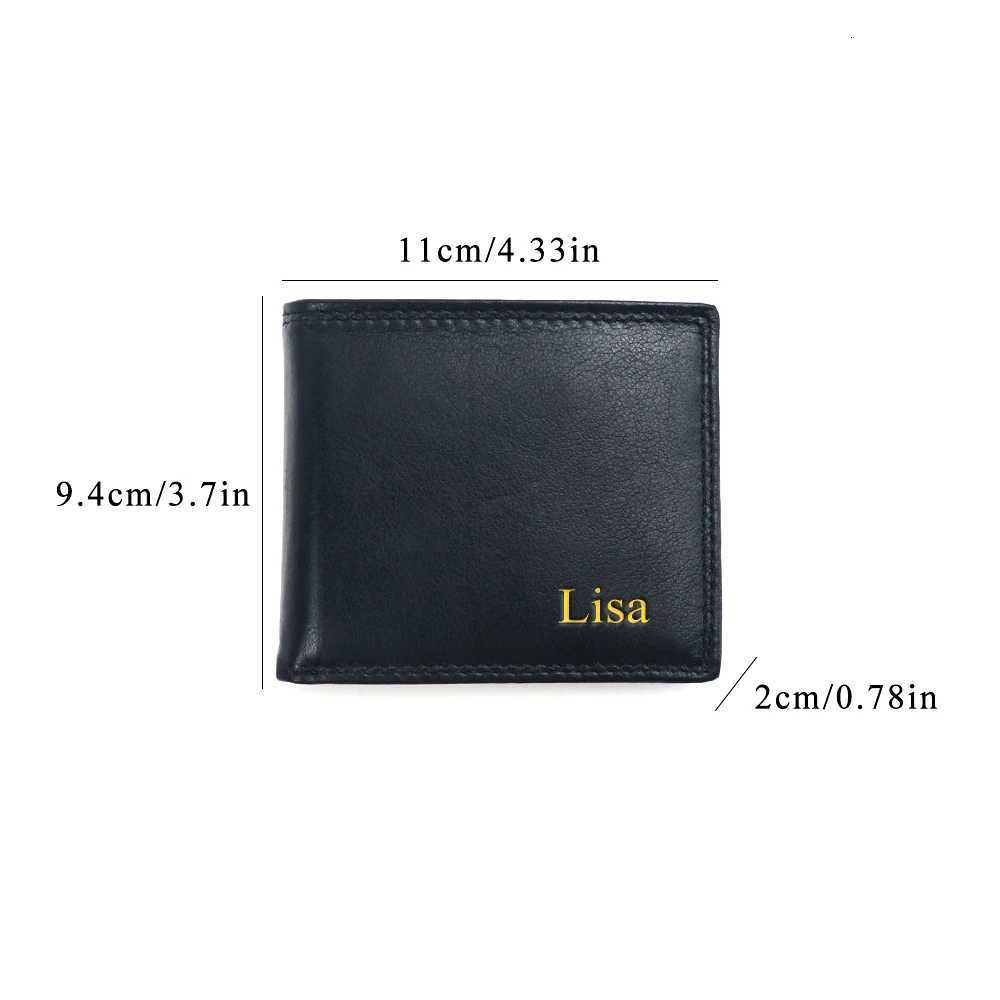 Customized name 100 top-grain cowhide mens wallet wallet card case short walletmulti-slot storage anti-theft card swipingT251119