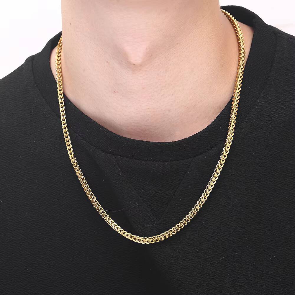 NUOAY Custom Franco Chain Necklace 18K Gold Plated Stainless Steel Hip Hop Womens Chain Necklace 4/5/6MM Wholesale Jewelry