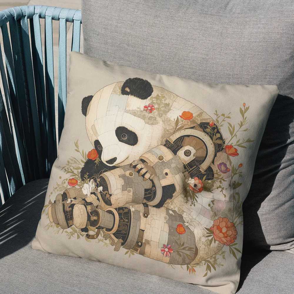 Cute cartoon panda throw covers with digital printing of short plush fabric Car-shaped sofa cushion for office Home decorM251119
