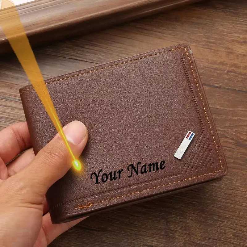 Engraved Name Mens Short Wallet Frosted Leather Material with Multi-Slot Coin Pocket Perfect Birthday Anniversary Gift for HimT251119