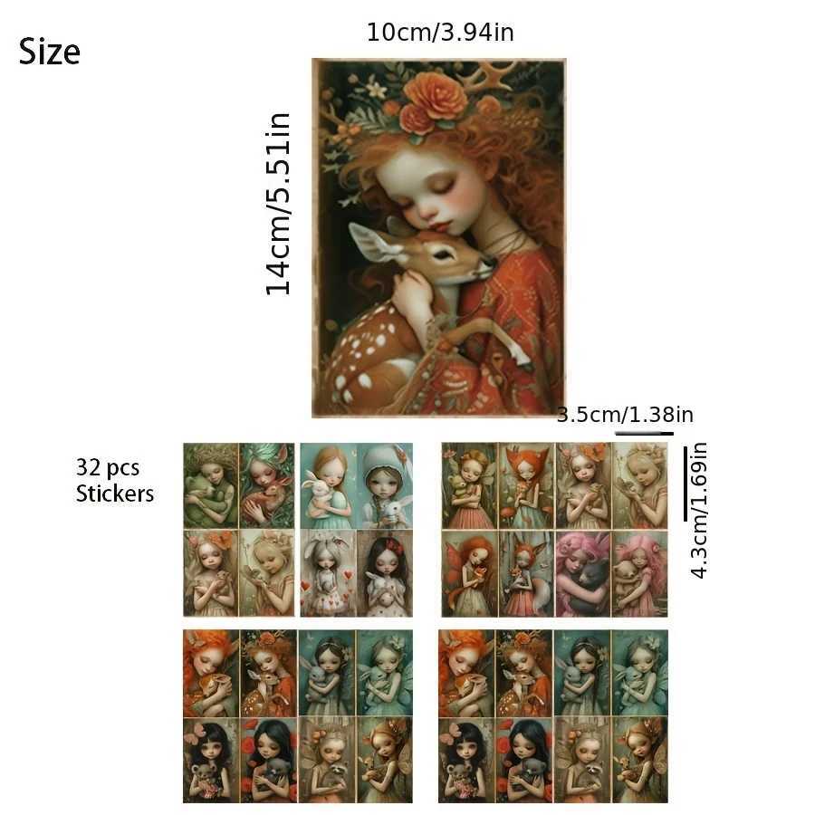 JAIIMAN 44pcs Card and Sticker Animal Woodland Fairyfor Holiday Party Flag DIY BottlePaper Craft Junk JournalScrapbooking G251119