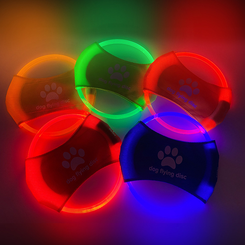 Glowing Dog Flying Disc Brightly Lit, Rechargeable LED Plaything for Canine Training