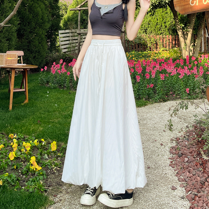 CL4180 High quality flower bud skirt for women summer new elastic high waist drape slim A-line long skirt