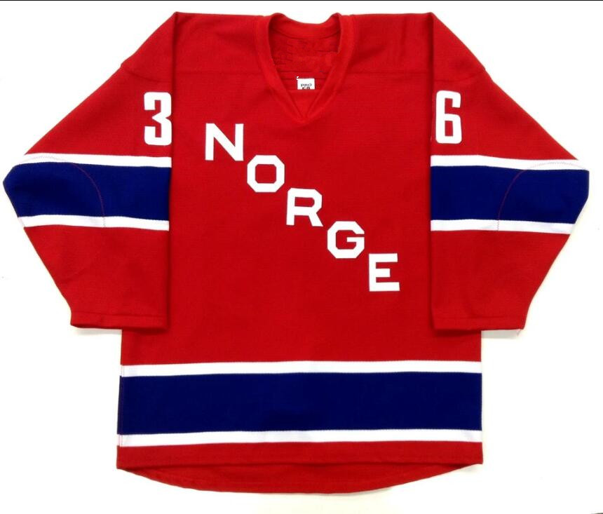 Customized SP MATS ZUCCARELLO TEAM NORWAY AUTHENTIC RED HOCKEY JERSEY