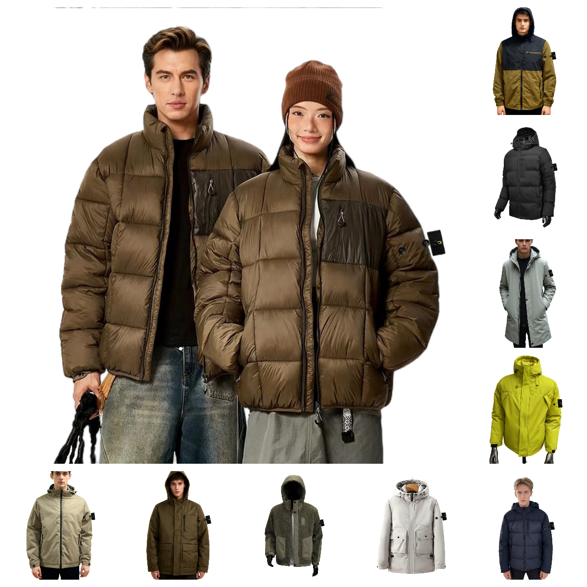 Doudoune Homme Puffer Coat Overshirt Waterproof Winter Stoned Landly Italy Button Islandas Compass Patch veste Mens Coats Designers Winter Coat Waterproof Jacket