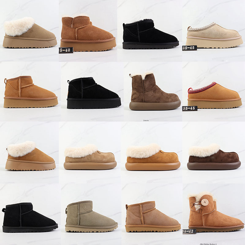 Warm Boots Tasman Slippers Classic Boots Tazz mustard seed Chestnut Sand Fur Sheepskin Classic Ultra Mini Platform Suede Upper Boot Winter Women Slip-on Shoes