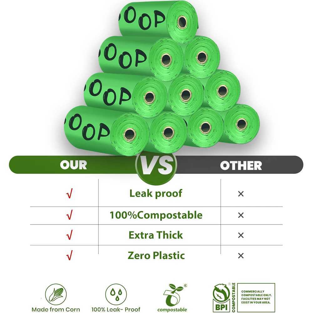 Certified Compostable Dog Poop Bags Biodegradable Poop Bags for Dog Leakproof Plant Based Extra Thick Eco-Friendly Pet Waste bag C251119