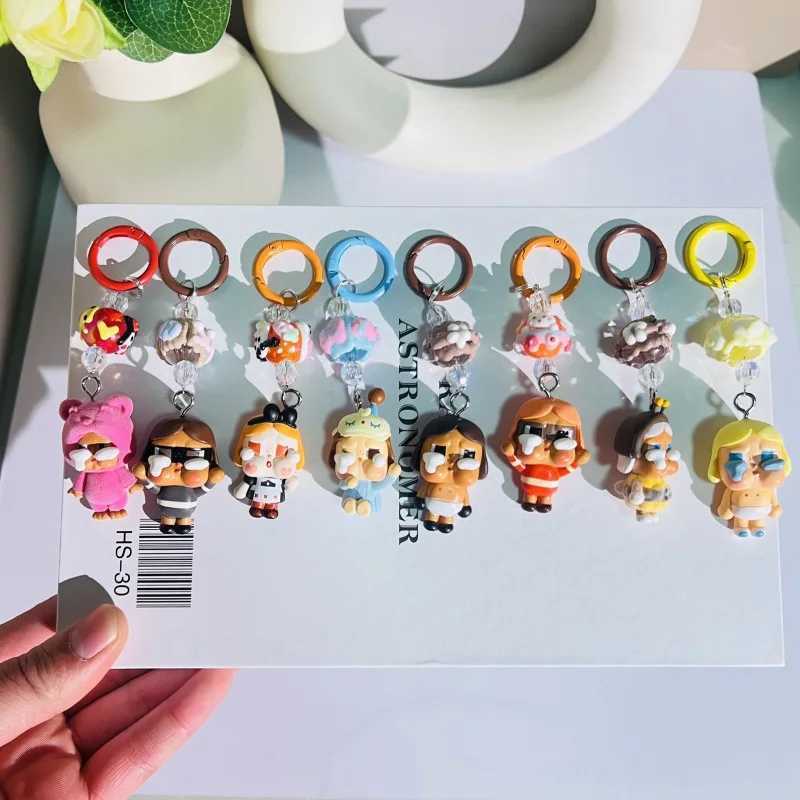 New Labubu Keychain Cartoon Crybaby 3D Doll Student Backpack Pendant Car Keychain Male and Female Gifts M250419