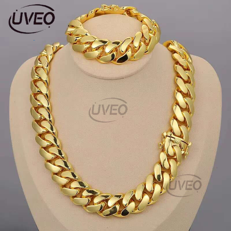 Cadenas cubana Wholesale Hip Hop Jewelry 14K Gold Plated Choker Solid Miami Cuban k Chain Necklace For Men