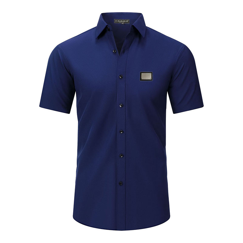 Men's Dress Shirts Business Designer business shirts slim fit versatile all season four sided elastic non ironing men's long sleeved