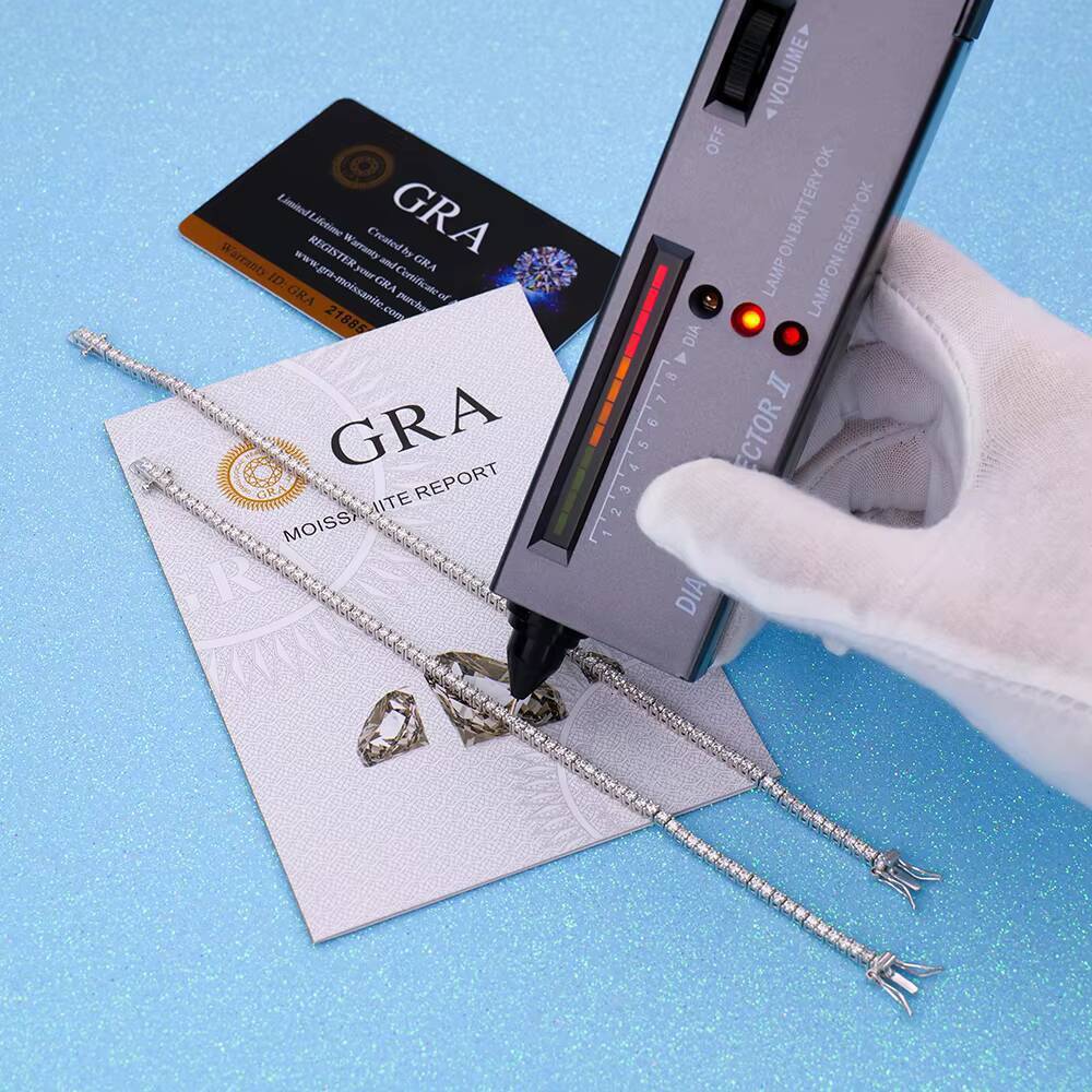 2MM 925 Silver GRA Certified Pass Tester Fashion Hip Hop Style Women Iced VVS Moissanite Mossanite Tennis Bracelet