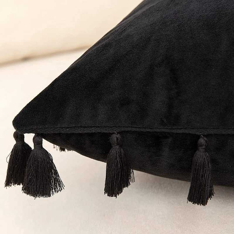 2pcs Black Tassel cases Holiday Home Cover DecorationVelvet Gift Throw Cushion Covers 30x50cm 45x45cm 50x50cmM251119