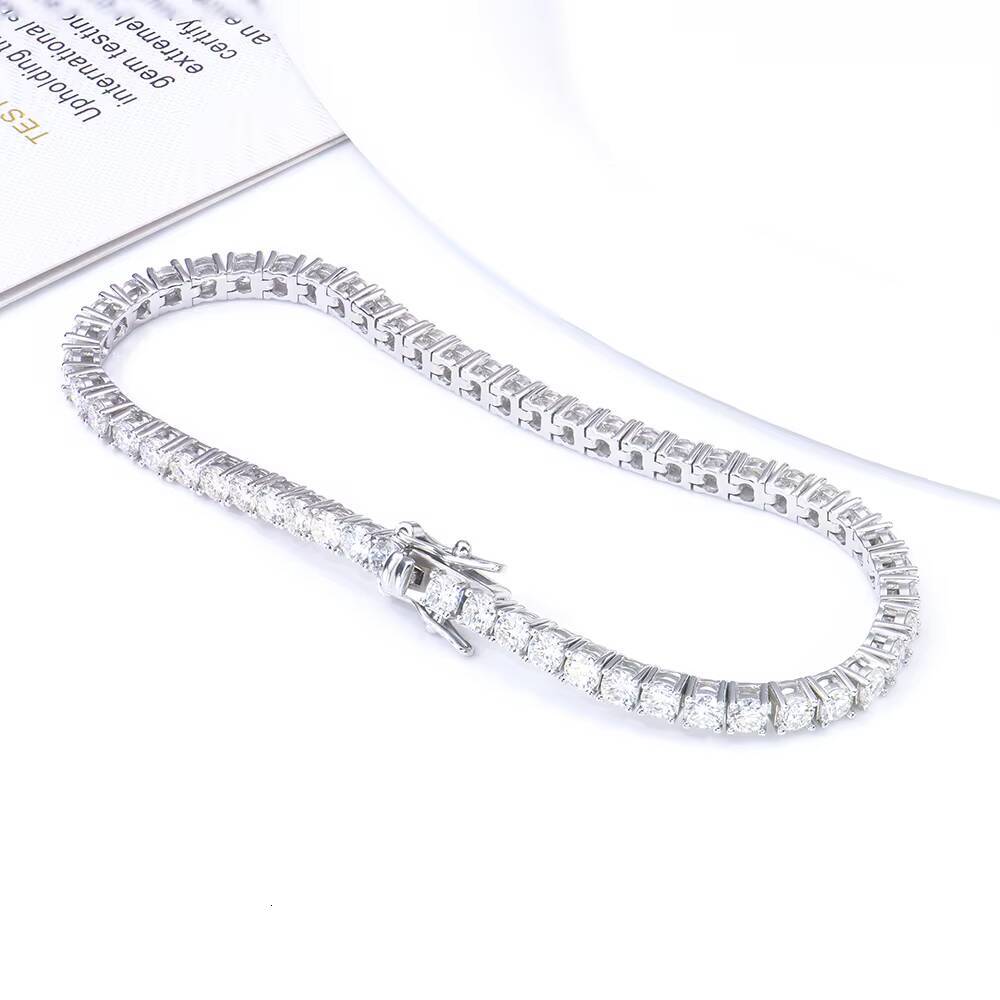 High Quality Tennis Bracelet 3mm Silver 925 D VVS1Moissanite Tennis Chain Pass Diamond Test Hip Hop Style Fashion Design