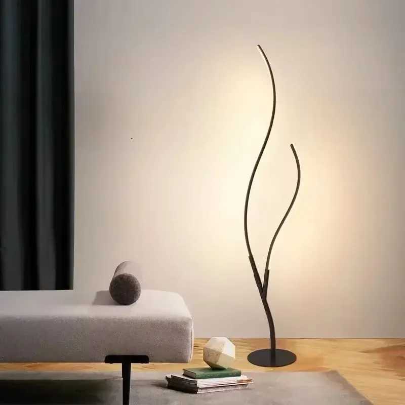 Artistic Floor Lamp Simple and Modern Living Room Sofa Side Decoration Bedroom Headboard Double Curved Design LED Fishing Light M251119