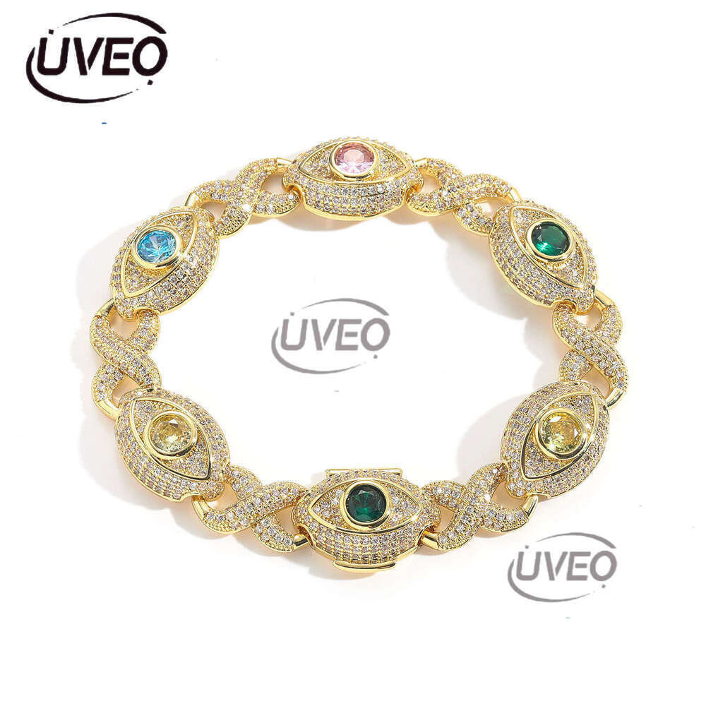 Luxury designer 8-strand 14mm Cuban Unlimited Eye chain, colored Ice out VVS Moissanite bracelet with free shipping
