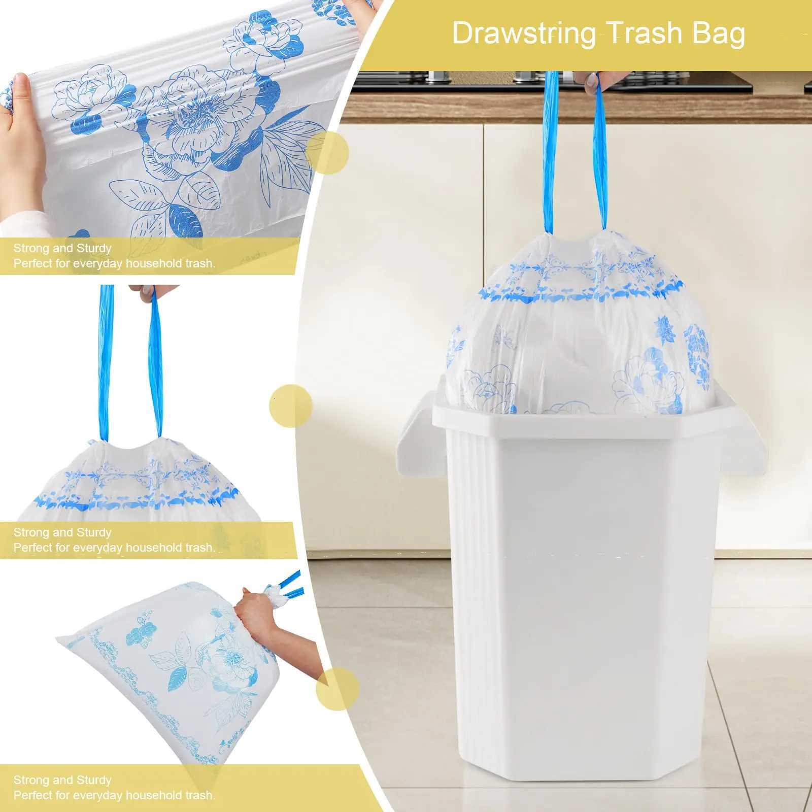4 Gallon Non Tear Drawstring Garbage Bag Thickened Hand-held Disposable Plastic Bag Kitchen Cleaning Bag C251119