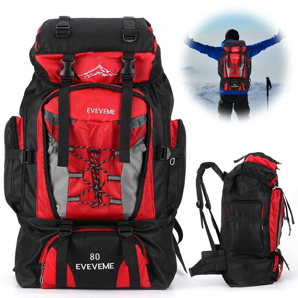 80L Waterproof Hiking Camping Backpack Rucksack Large Capacity Travel Backpack Mens Outdoor Sports Mountaineering BagY250418