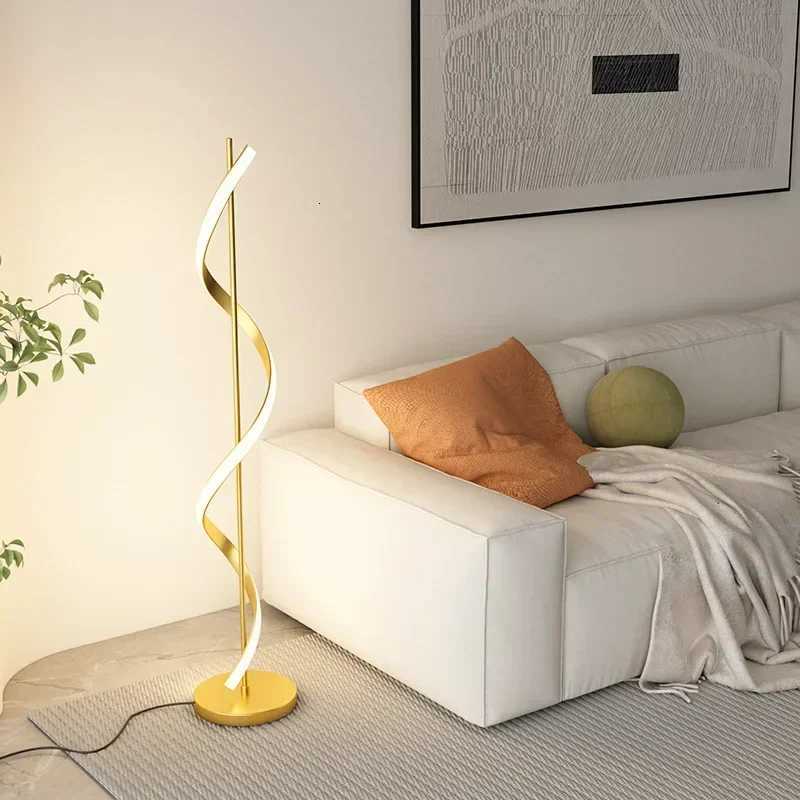 Nordic Modern LED Floor Lamp With Spiral Design Lines Light Luxury Study Indoor Home Decoration Bedroom Bedside Floor Lamp M251119