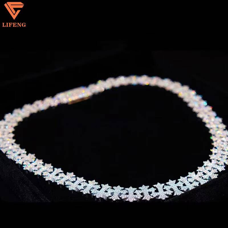 Lifeng Jewelry Miami Custom Necklace Iced Out VVS Moissanite and 925 Sterling Silver Rose Gold Plated Chain Fashion Jewelry