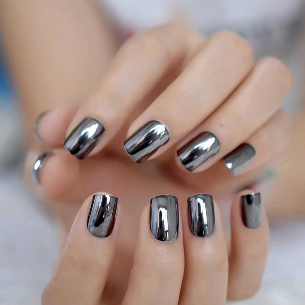 IMABC press on false nails metallic blue and silver avaliableT251118T251119