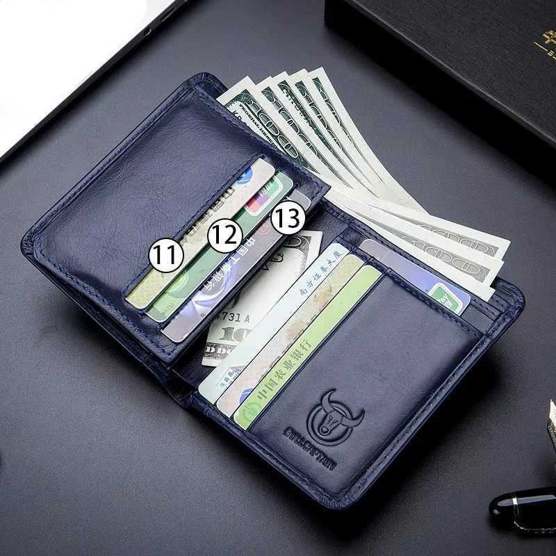 Blue Fashion Genuine Leather Man Wallet High Quality Card Holder Male Purse Pocket RFID Blocking WalletT251119