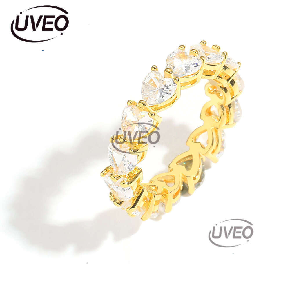 Luxury designer Love Pink Ice out VVS Moissanite Ring for men and women Heart Hip Hop ring with free shipping