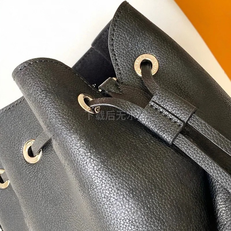 M57070 Bella bucket bag Galet Gray Mahina perforated calf leather trendy Round coin purse drawstring versatility Shoulder Bags