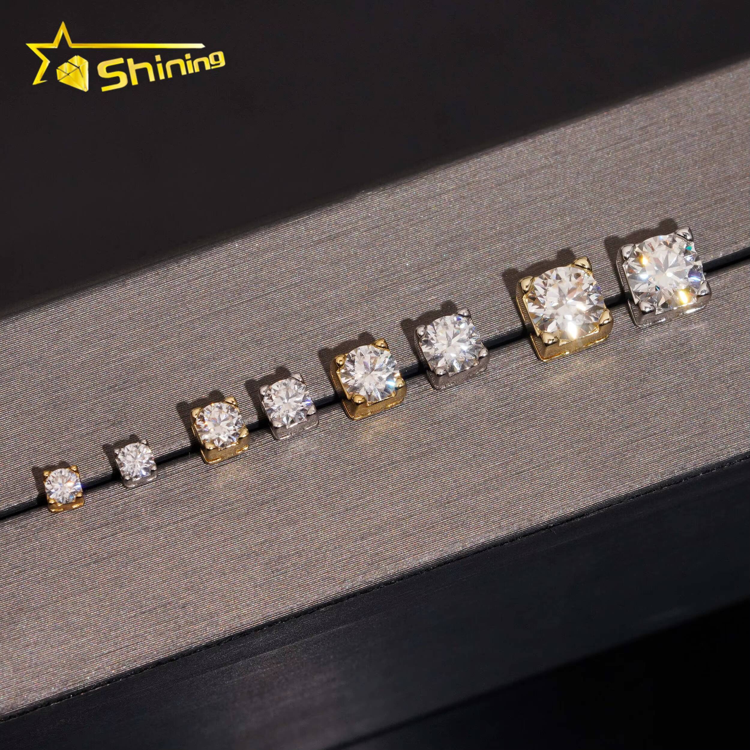 Pass Diamond Tester Screw Back Hip Hop Classic Gold Plated 925 Silver VVS Moissanite Stud Earrings