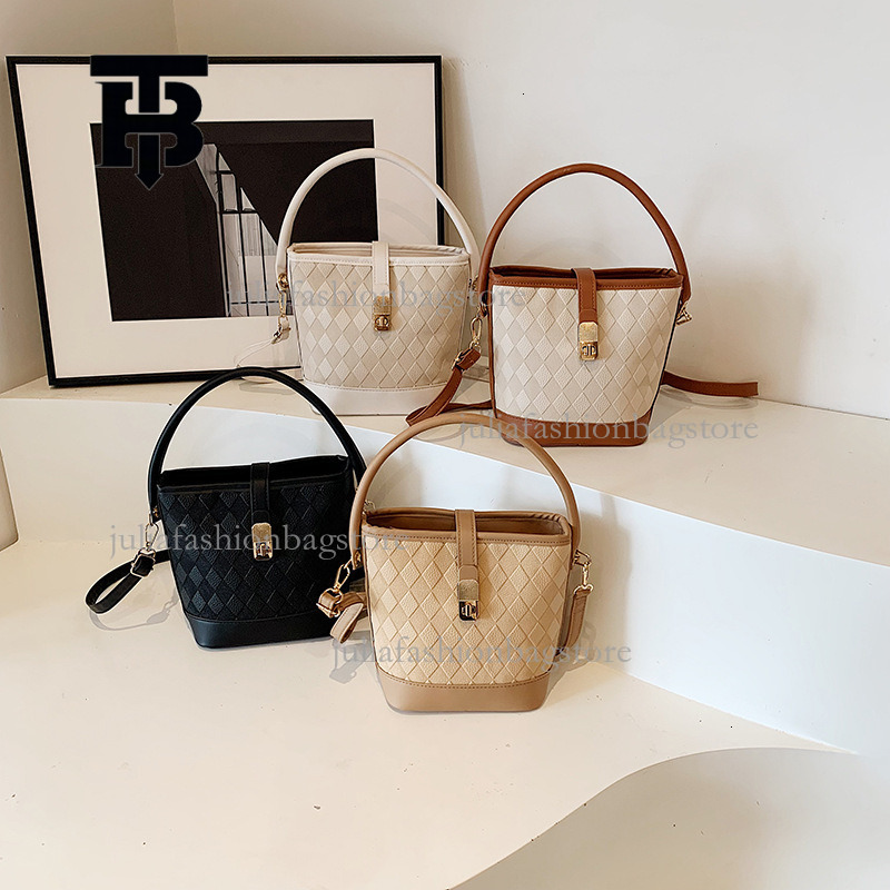 TB BHULAMTE Designer Women's Fashionable Plaid Single Shoulder Small Square Bag Summer New Korean Luxury Handbag Temperament Metal Buckle Bucket 