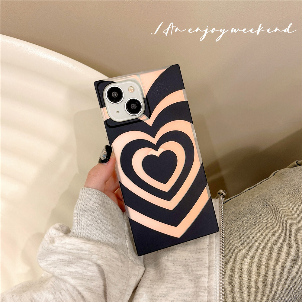 Laser Gradient Heart Phone Case Compatible with iPhone 17/16/15 Pro Niche Shockproof Protective Case iPhone 14/13