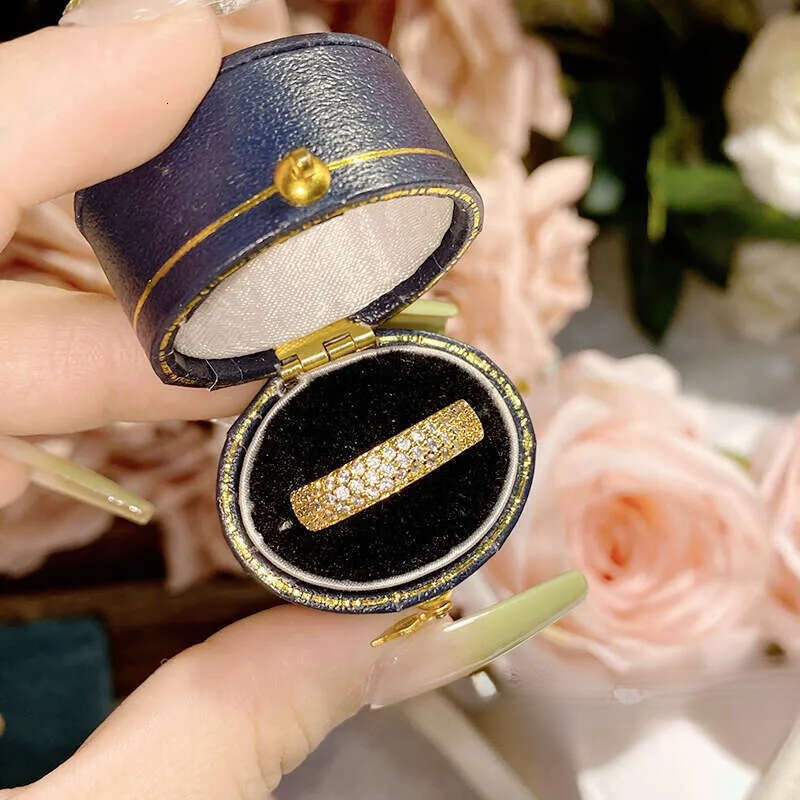 2026 INS Gold colored three rows full of diamonds Big Wedding Band Luxury Rings Set for Bridal Women Engagement Finger Party Gift Designer Jewelry - view 5