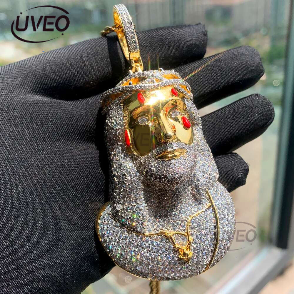 Jesus Christ Piece Head Face Pendant for Men Iced Out Bg Cz Paved Charm Necklace with Chain Hip Hop Jewelry