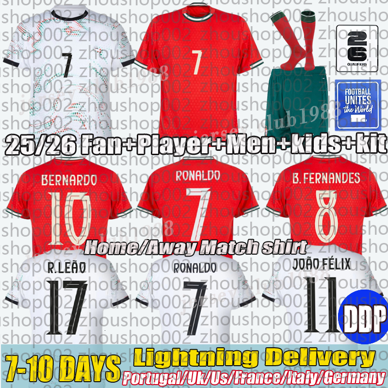 25 26 Portugal Jersey 7 RONALDO jersey PEPE BERMARDO Bernardo BFERNANDES LEAO Ramos Dias Felix football shirt fans player version Men Kids kit Soccer 
