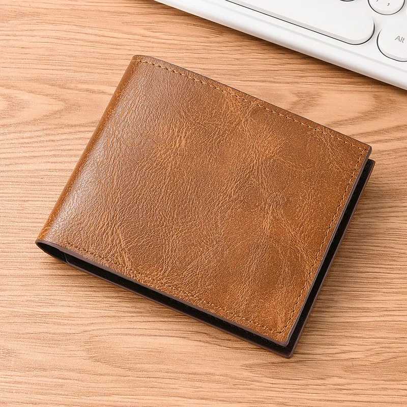 Mens horizontal wallet short wallet mens student wallet vintage walletT251119