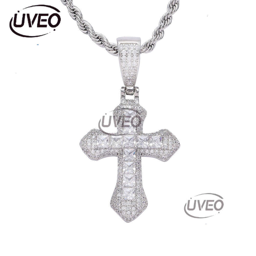 Luxury designer Pendant Purple Ice Out VVS Moissanite Pendant Men Women Cross Hip Hop Necklace with FREE shipping