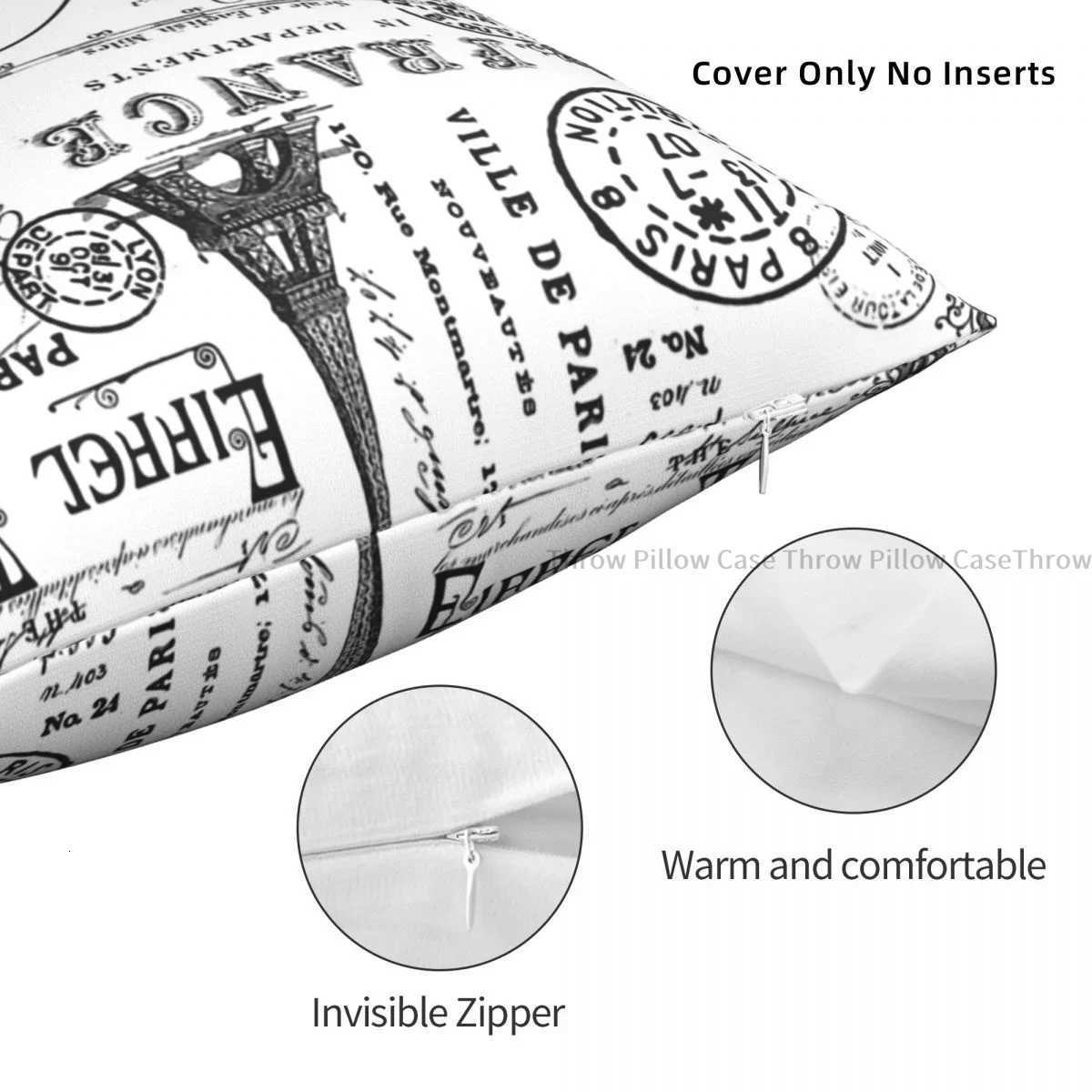 Vintage Paris Black And White Nostalgic Pattern Cojines Throw Case Cushion Covers Home Sofa Chair Decorative BackpackM251119
