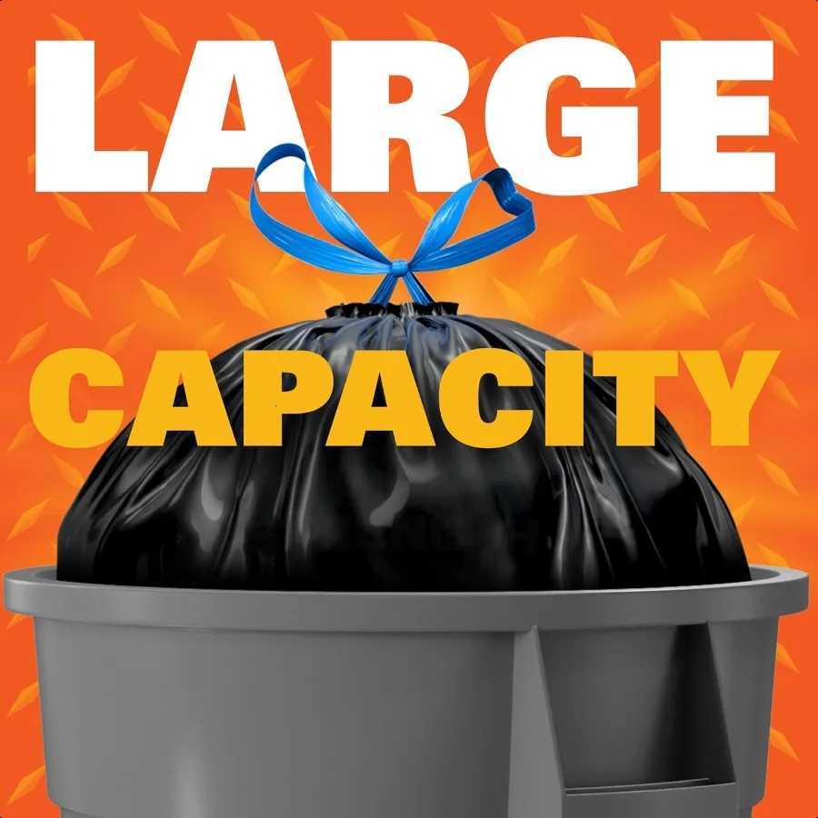 Strong 30 Gallon Trash Bags Large Trash Bags 30 Gallon Size Durable Drawstring Enclosure Resists Punctures Leaks and Tears Blac C251119