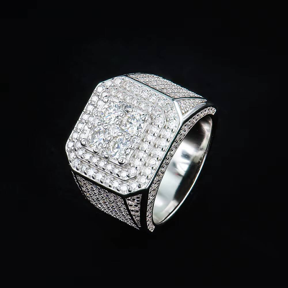 Moissanite Square Frame Band Ring Ice-out Hip Hop Style Wholesale Factory Pass Diamond Test Fashion Desgin Gift for Men