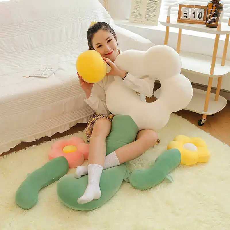 Long Flower Plush Body Cute Large Plush Cushion Soft Flower Decorative Stuffed Body Sleeping Back Cushion DecorM251119